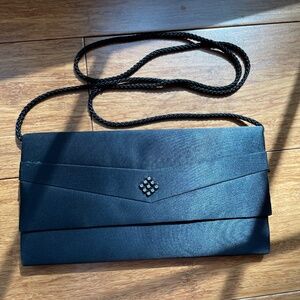 Vintage Magid Evening Bag w/ Mirror inside, Rhinestone details- crossbody strap